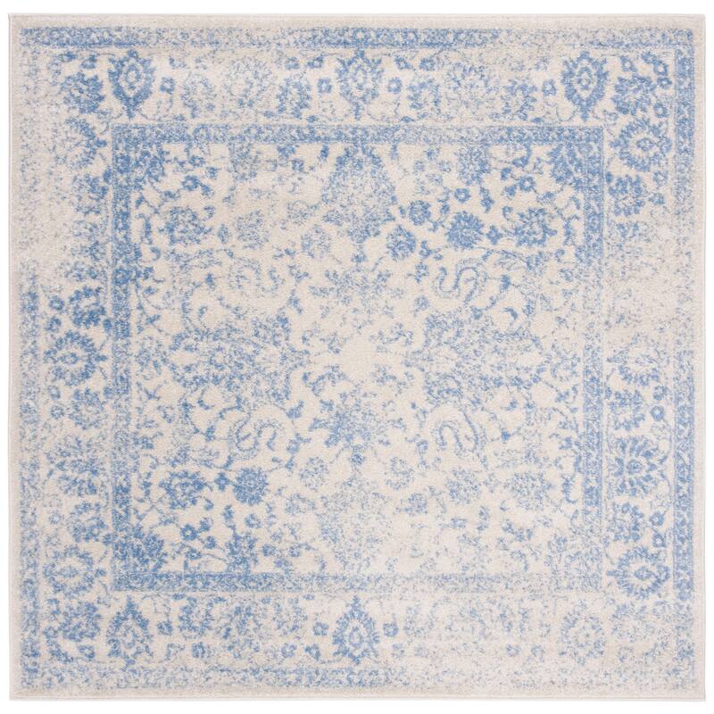 SAFAVIEH Adirondack Dakota Rustic Shabby Chic Distressed Rug - 4' x 4' Square - Ivory/Light Blue