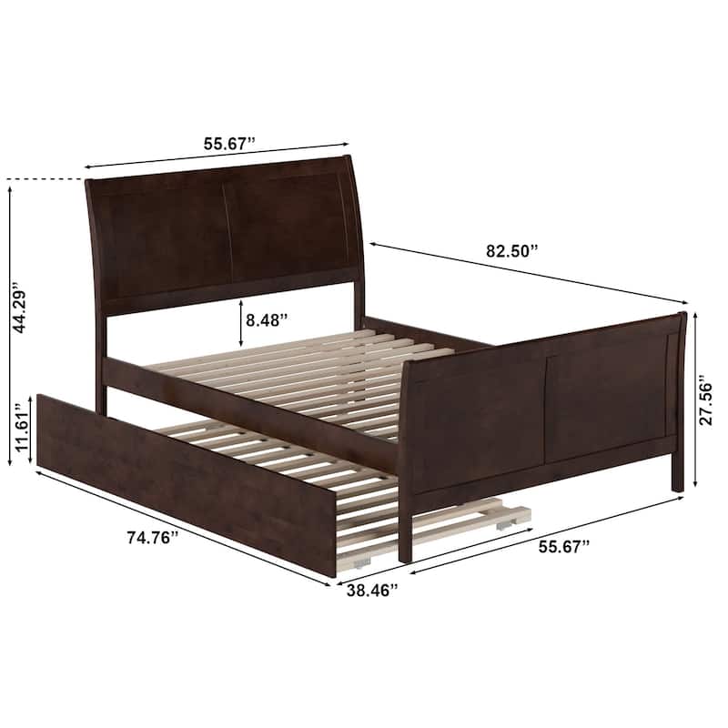 Portland Full Bed with Footboard and Twin Trundle in Espresso