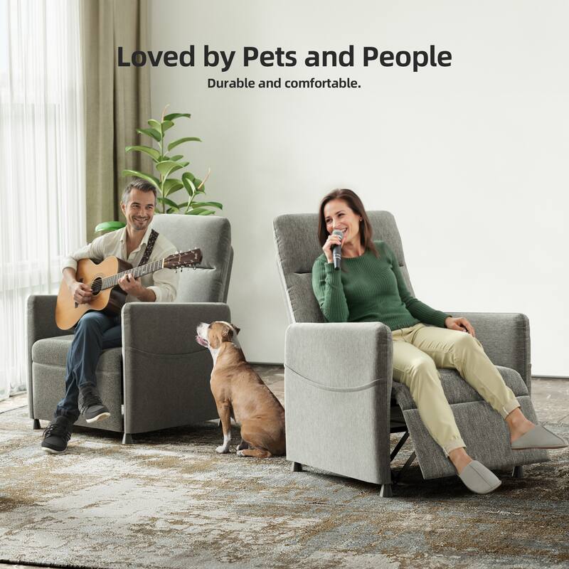 Power Recliner Chair for Adults - Modern Fabric Electric Recliner / Footrest, Padded Seat - Space-Saving Design