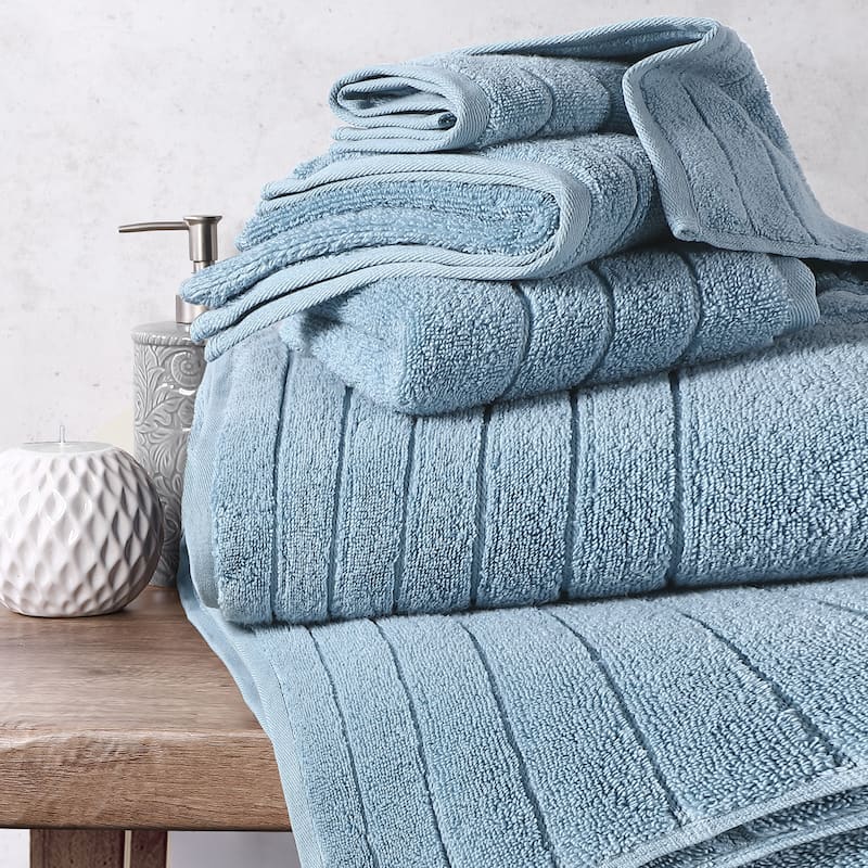 Anne Klein Reverie 6-Piece 100% Cotton Bath Towel Set - Chambray Blue