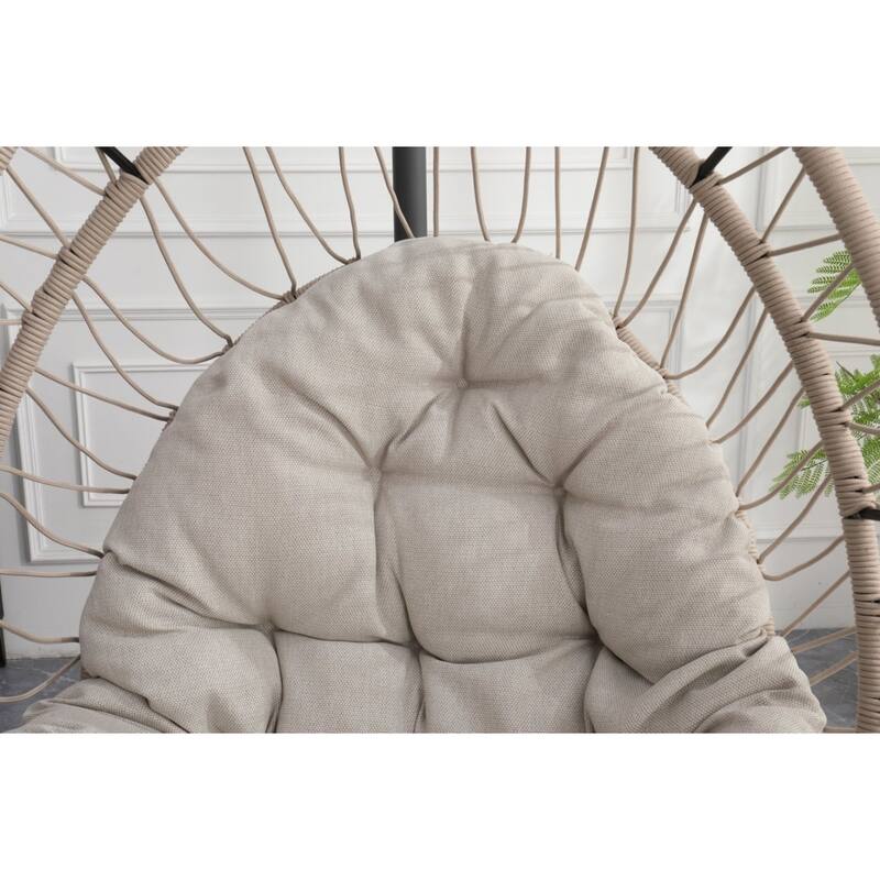 Linen Gray Egg Hanging Chair with Stand - 24.4