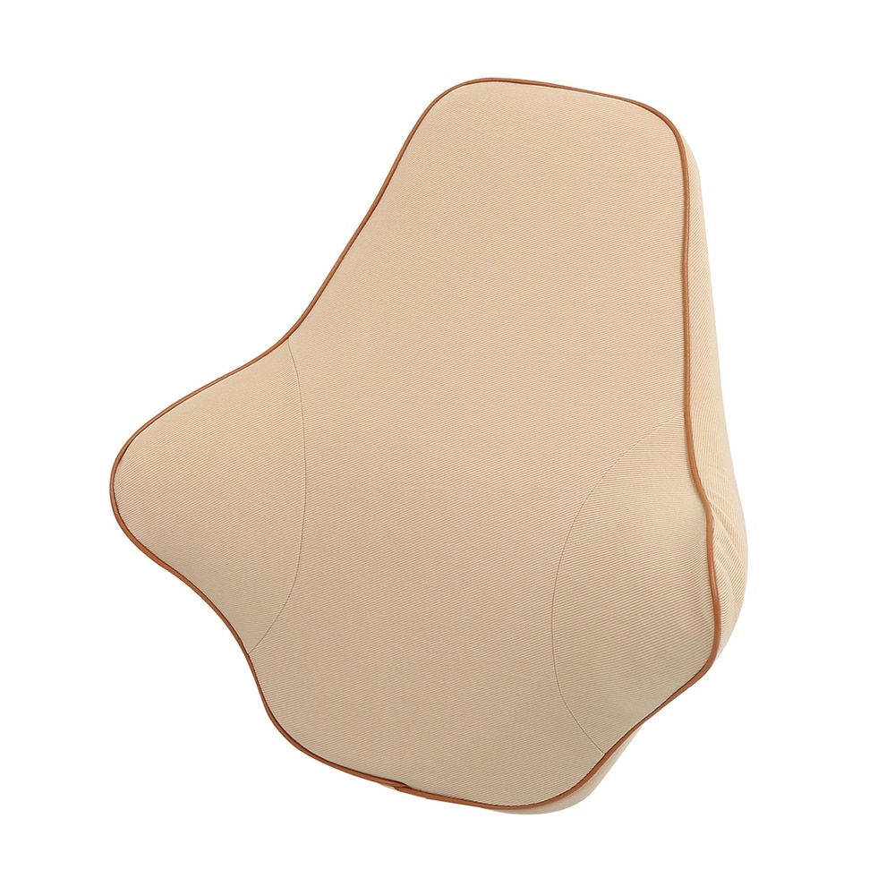 Car Seat Backrests Pillow Lumbar Rest Memory Foam Breathable Cushion Pad – Beige (Beige)