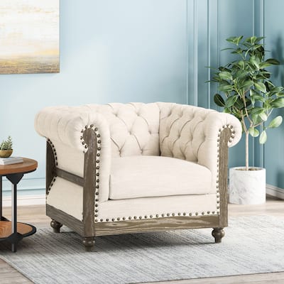 Voll Tufted Club Chair with Nailhead Trim by Christopher Knight Home
