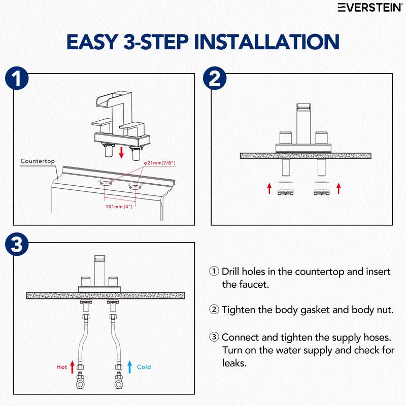 Centerset Bathroom Faucet 2-Handle, 4 Inch Bathroom Sink Faucet with Drain Assembly