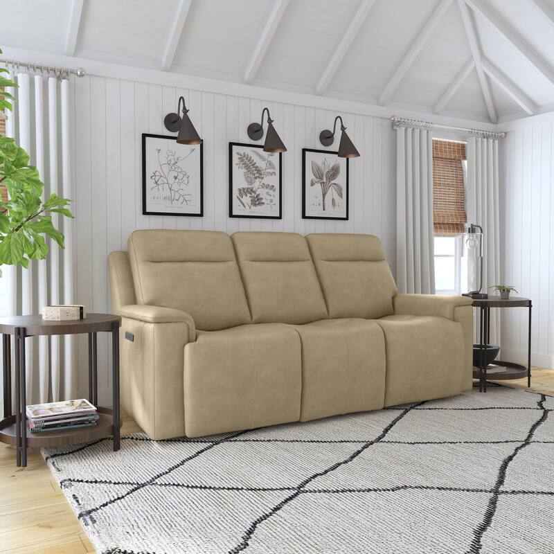 Odell Power Reclining Sofa with Power Headrests & Lumbar by Flexsteel - 88" x 42" x 41" - Stone
