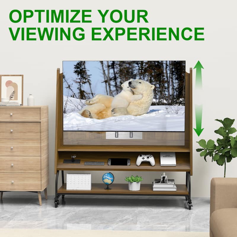 Mobile TV Stand with Mount Adjustable Rolling TV Cart