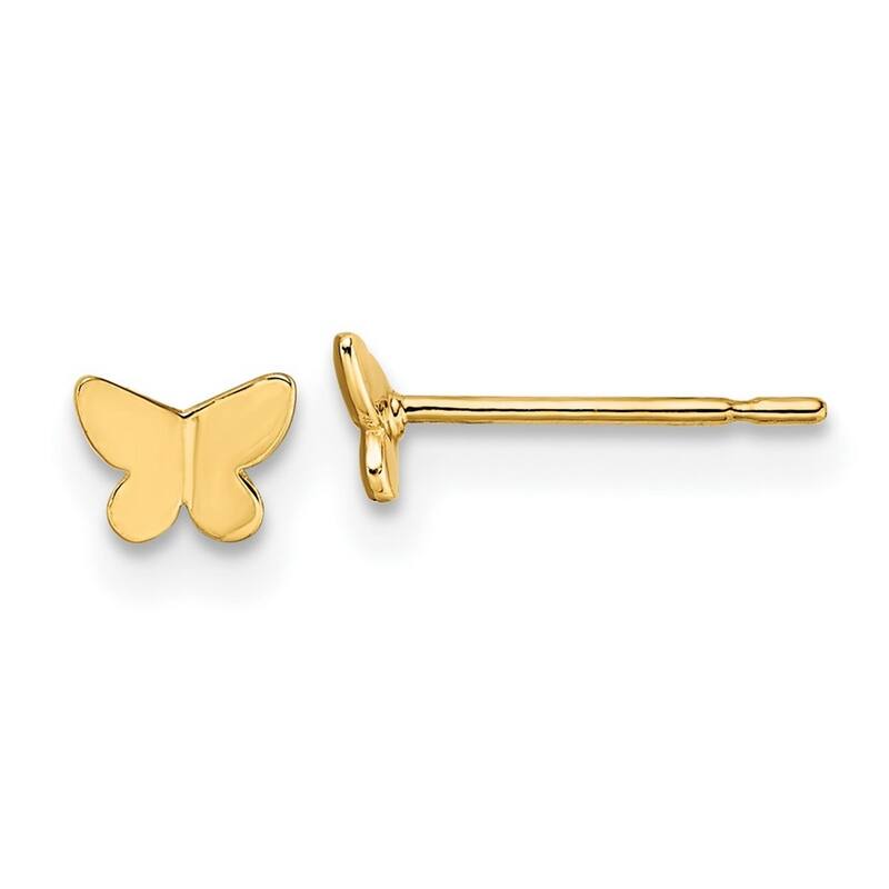 Curata 14k Yellow Gold Girls Polished Butterfly Angel Wings Post Earrings 3.38x4.9mm