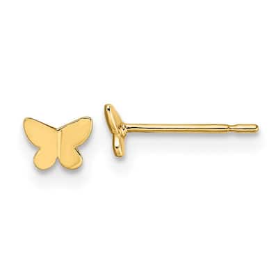 Curata 14k Yellow Gold Girls Polished Butterfly Angel Wings Post Earrings 3.38x4.9mm