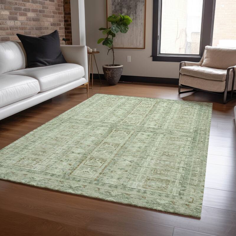 Machine Washable Indoor/Outdoor Global Traditional Chantille Rug