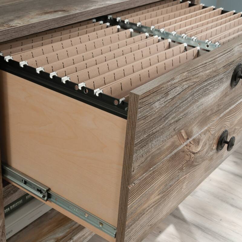 Wood Lateral File with Rustic Style, Brown