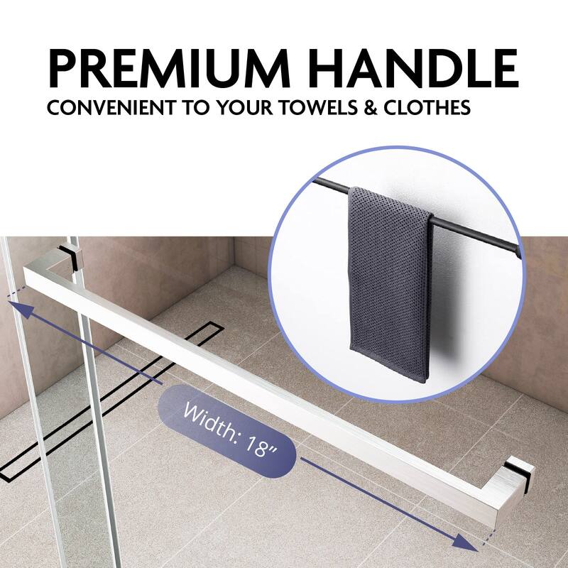Glassic 44" - 48" W X 78" H Soft Closing Frameless Double Sliding Shower Doors with 3/8" Clear Tempered Glass