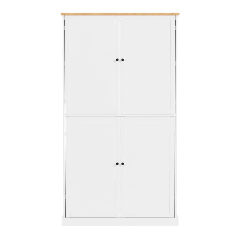 Modern Large Kitchen Pantry Cabinet, Wood Storage Cupboard with 2 Drawers, Adjustable Shelves & 8 Door Storage Shelves