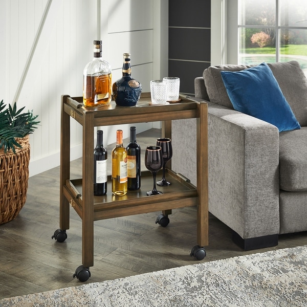 iNSPIRE Q Modern Dolores Wood Finish Folding Bar Cart with Two