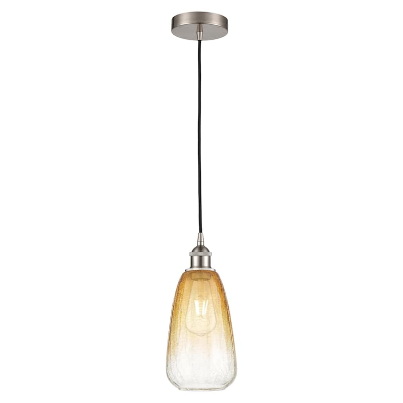Innovations Lighting Endless Possibilities Edison - Brookhaven Almond - 1 Light 6" Cord Hung Mini Pendant - Brushed Satin Nickel/Amber