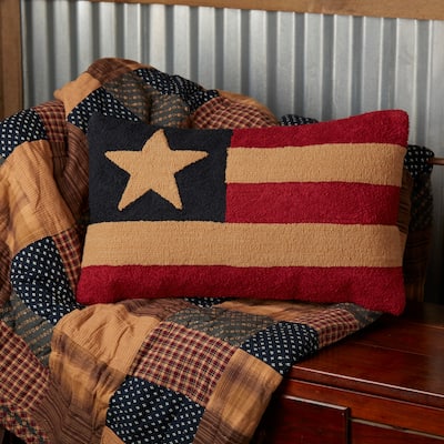Patriotic Patch Flag Hooked Pillow 14x22
