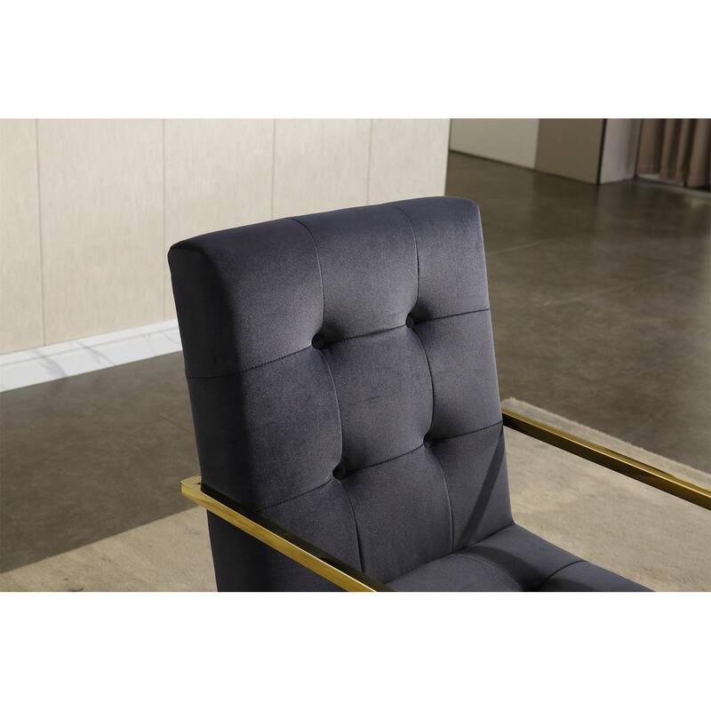Velvet Dining Chair Tufted Design and Silver Finish Stainless Base