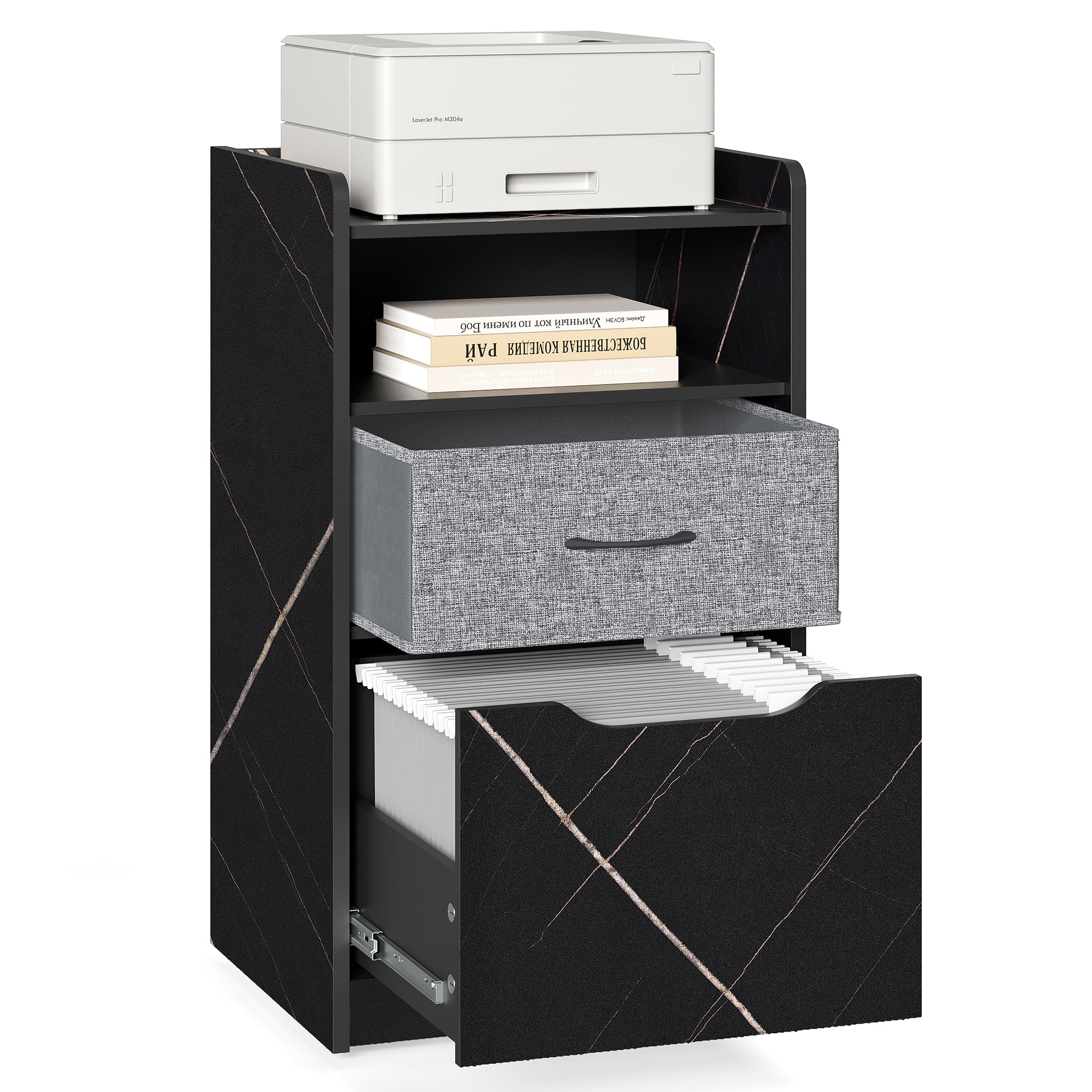 Vertical Mobile File Cabinet with 2 Drawers, Home Office Printer Cart