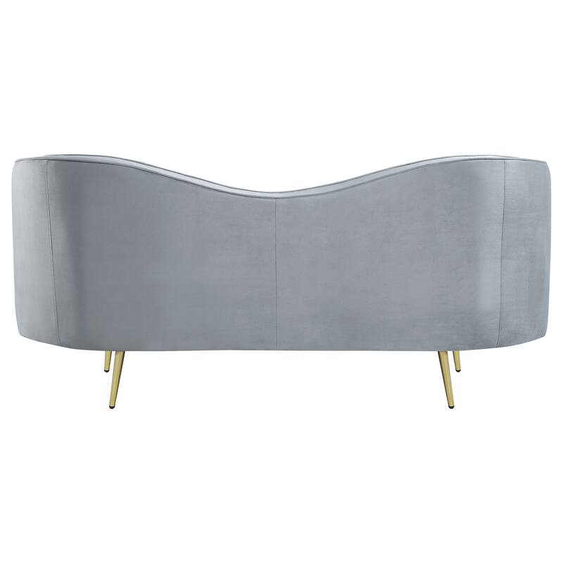 Sophia Blue Upholstered Camel Back Loveseat