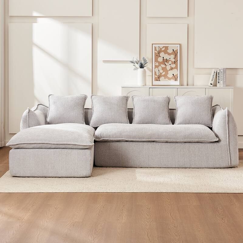 L-Shaped Modular Sofa with Deep Seats and Plush Pillows for Ultimate Comfort