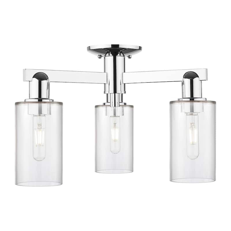 Innovations Lighting 716-3F-11-22 Clymer Semi-Flush Clymer 3 Light 22" - Polished Chrome / Clear