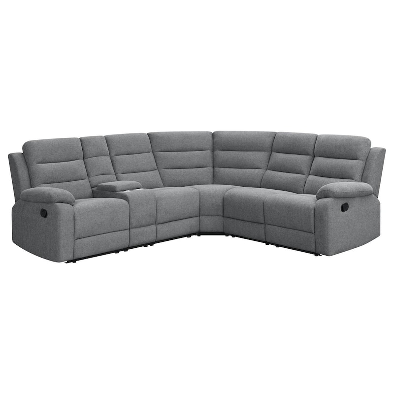 106 Inch 3 Piece Sectional Sofa Manual Recliner, Dual AC/USB, Smoke Gray - Gray - Left Facing