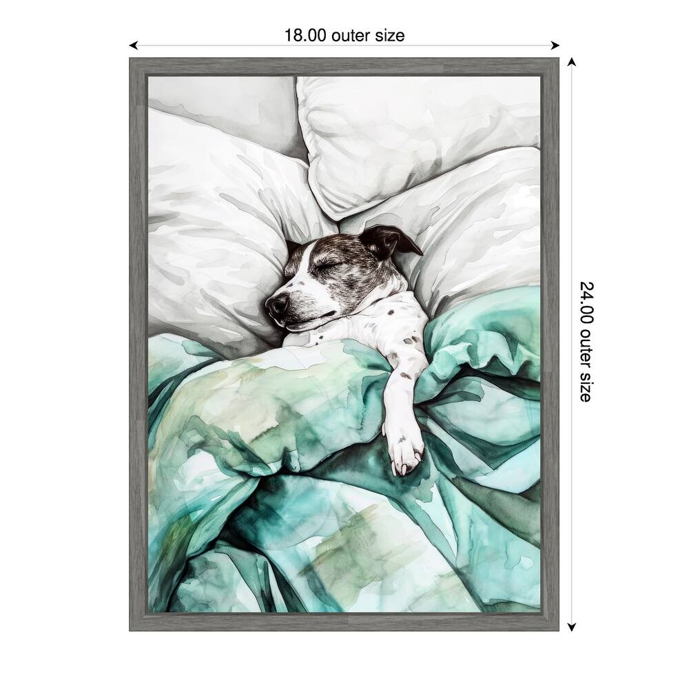 Dogs Life Tucked In by Justyna Jaszke Framed Canvas Wall Art