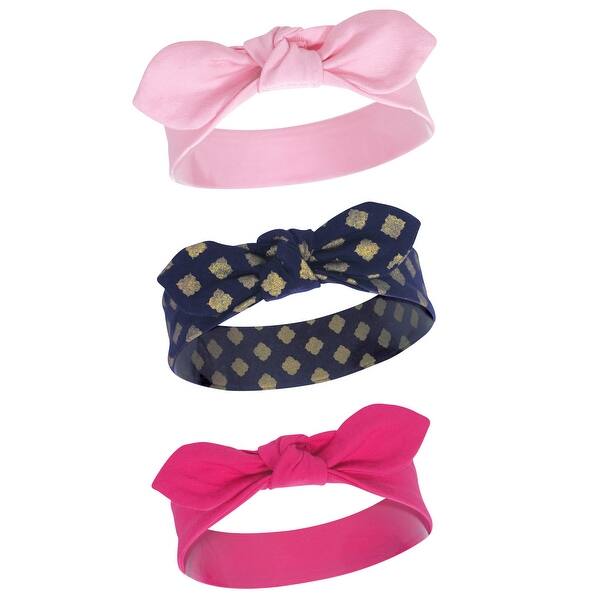 slide 1 of 1, Yoga Sprout Baby Girl Cotton Headbands 3pk, Gold Quatrefoil, 0-24 Months - Gold Quatrefoil Gold Quatrefoil - 0-24 Months