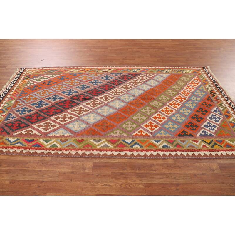 Reversible Kilim Qashqai Vegetable Dye Persian Vintage Wool Carpet - 5'0"x 9'0"