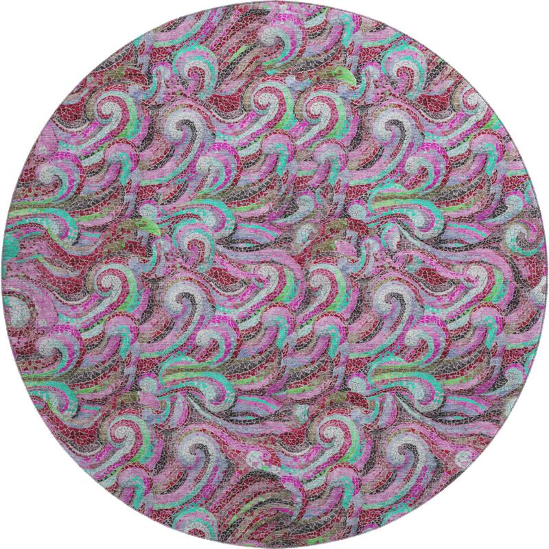 Premium Washable Super Soft Contemporary Mosaic Wave Mayfield Rug