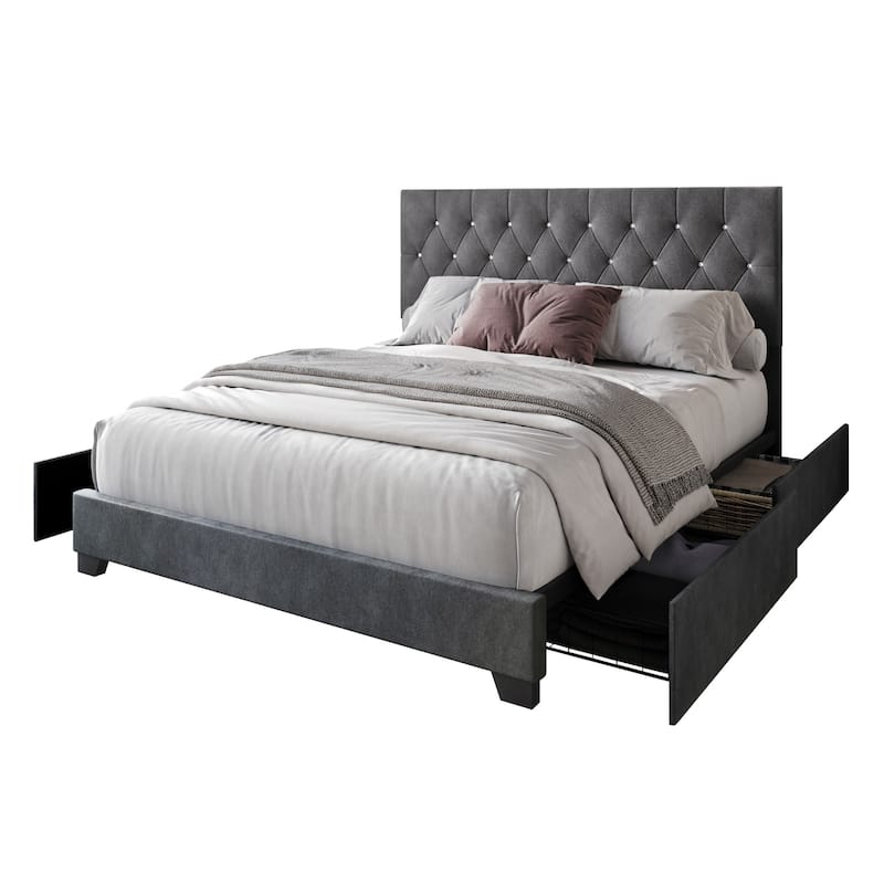 Sheffield Tufted Upholstered Storage Platform Bed