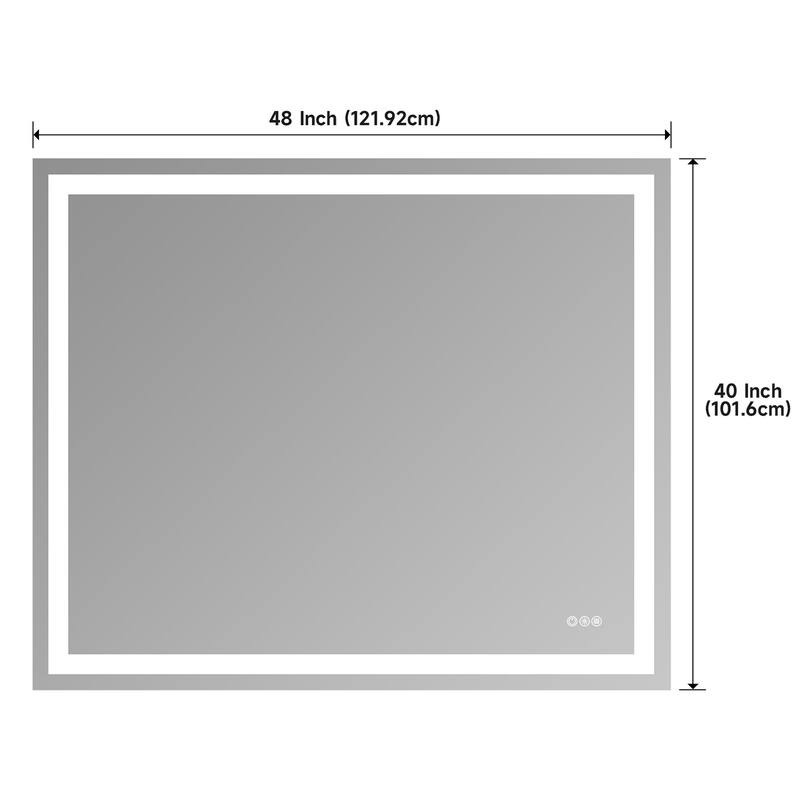 Topcraft Frameless Eco-Friendly Silver Mirror with Dual LED Strip Lighting