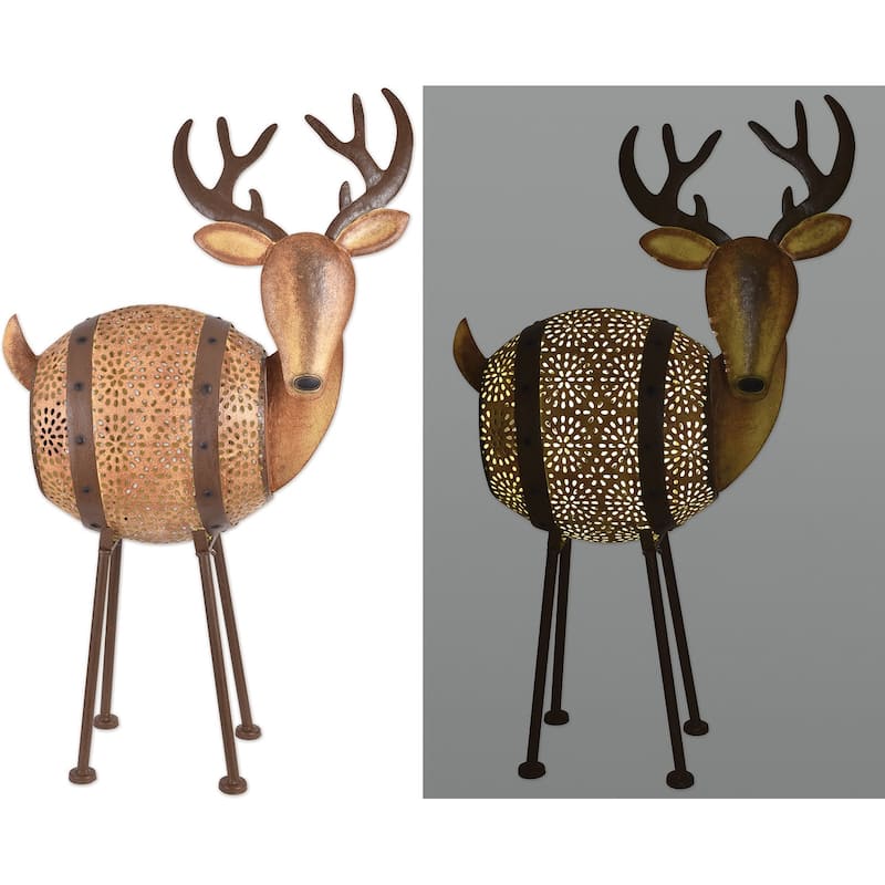 LED Reindeer Barrel Sculpture