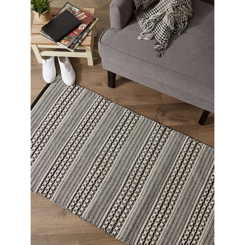 DII Stone Dobby Stripe Hand-Loomed Rug 2ft 6inx6 Ft - 36.0 In. L X 24.0 In. W X 0.2 In. H