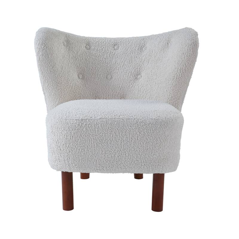White Modern 31" Upholstered Armless Accent Chair with Button Tufted Back Cushion amd Large seat