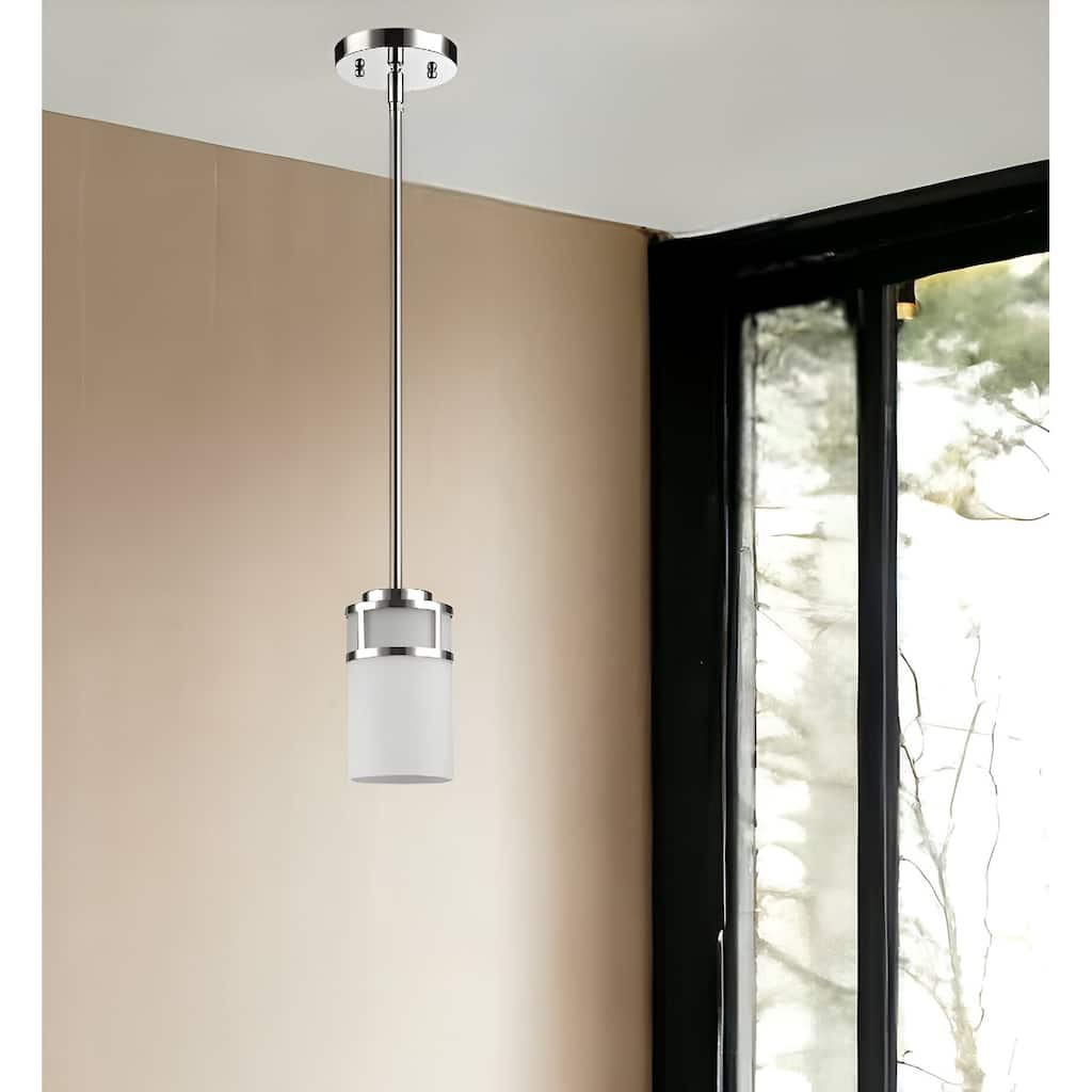 HomeRoots Silver Minimalist Cylindrical Hanging Light - 4.75' X '6.75' X '4.75