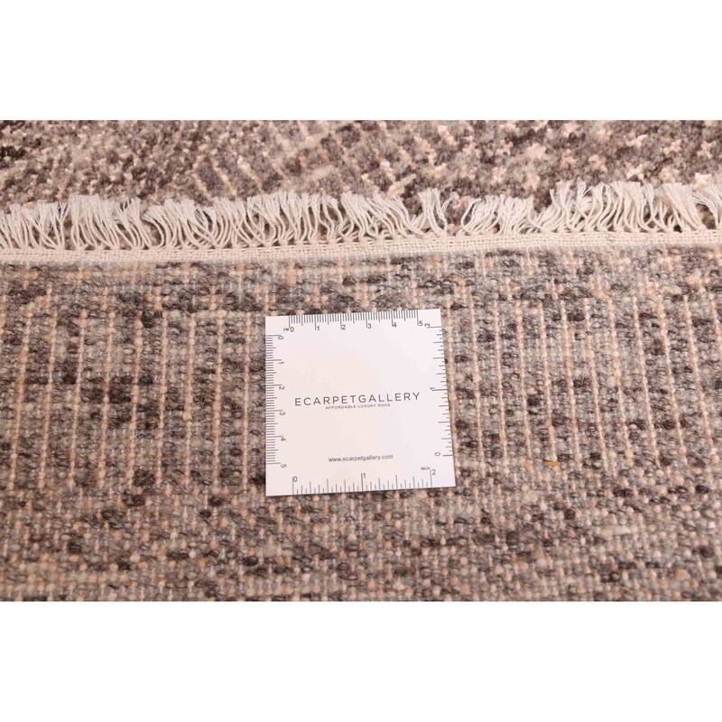 ECARPETGALLERY Hand-knotted Finest Silk Shadow Dark Grey Viscose, Wool Rug - 8'0 x 9'9