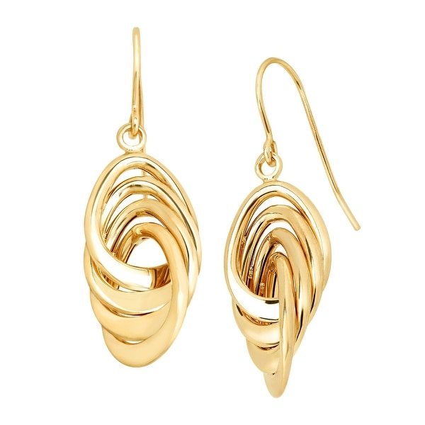 Just Gold Interlocking Twisted Drop Earrings in 14K Gold - YELLOW