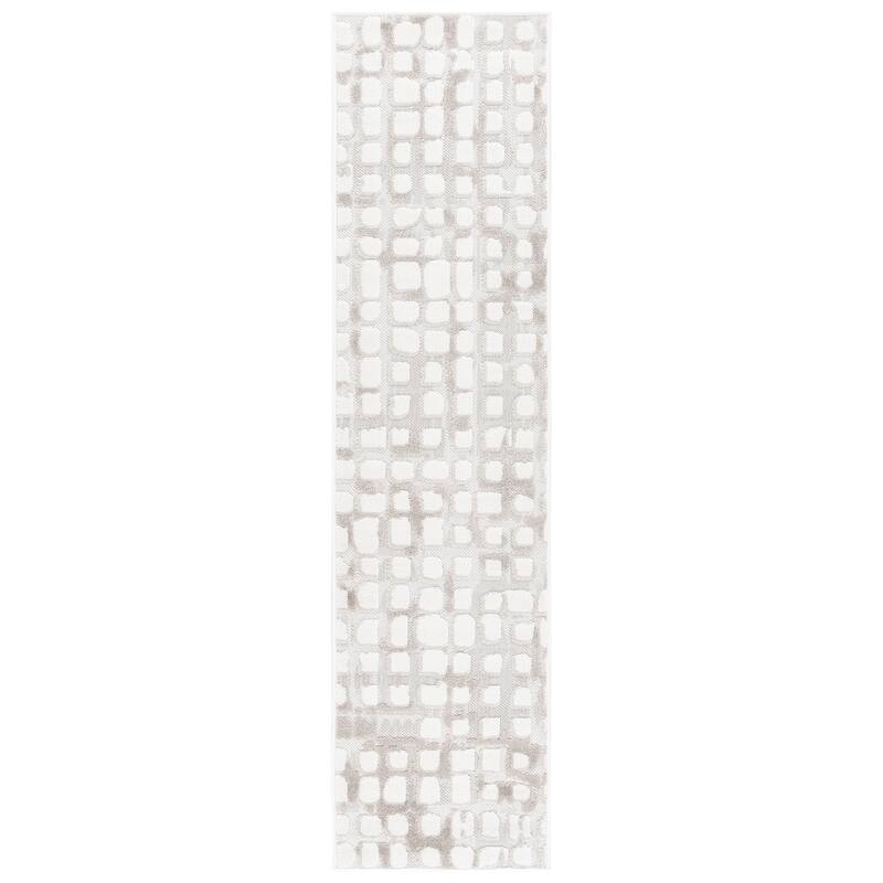 SAFAVIEH Stella Pavelina Transitional Indoor/Outdoor Washable Backyard Patio Rug - 2'3" x 8' Runner - Ivory/Beige