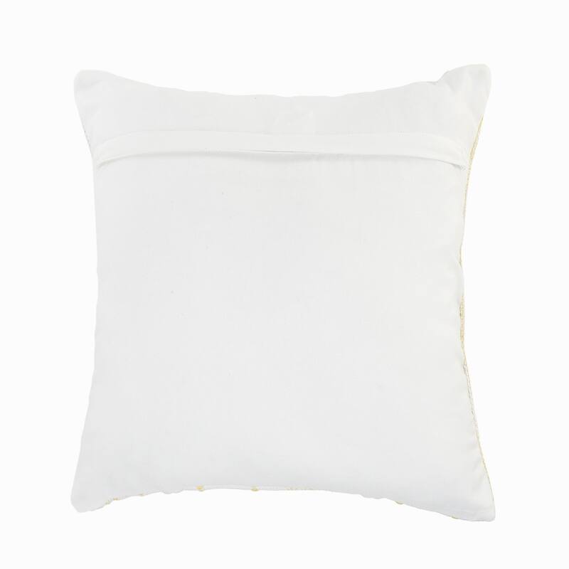 Handwoven Embroidered Striped Cotton Throw Pillow Cover - 20" - White and Yellow