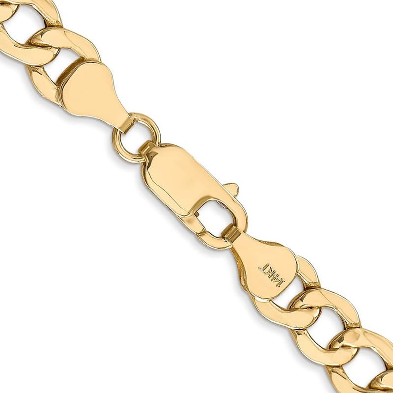 Curata 10k 7.0mm Semi-solid Curb Link Chain Bracelet - 8 Inch