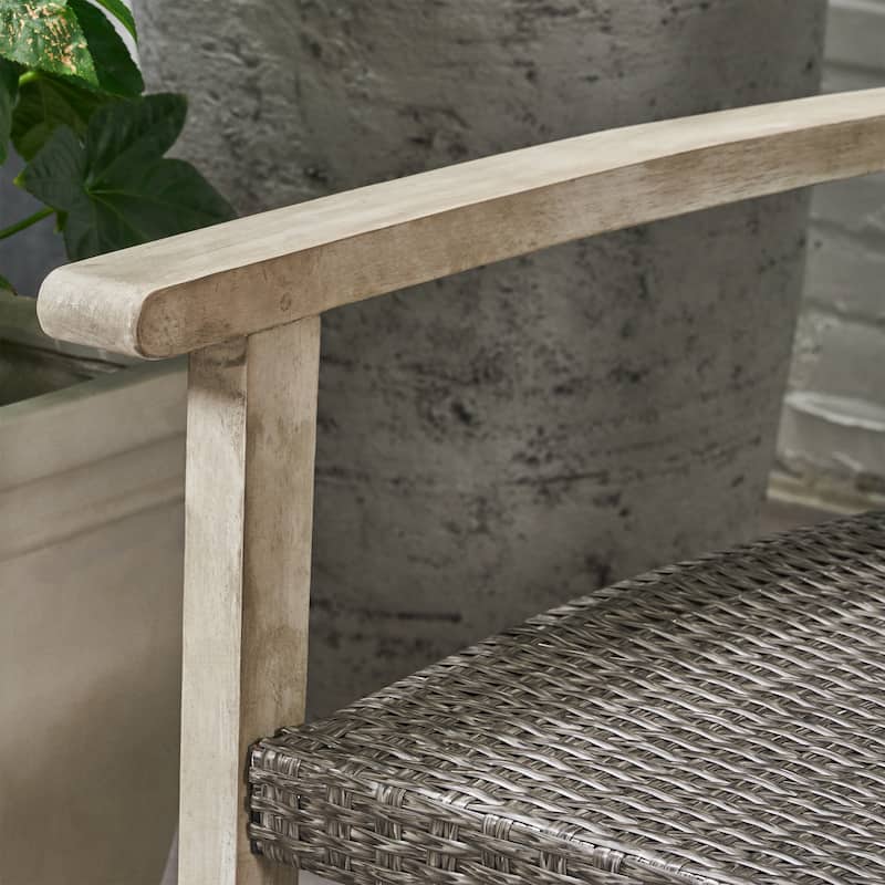 Hampton Outdoor Wood and Wicker Sofa by Christopher Knight Home