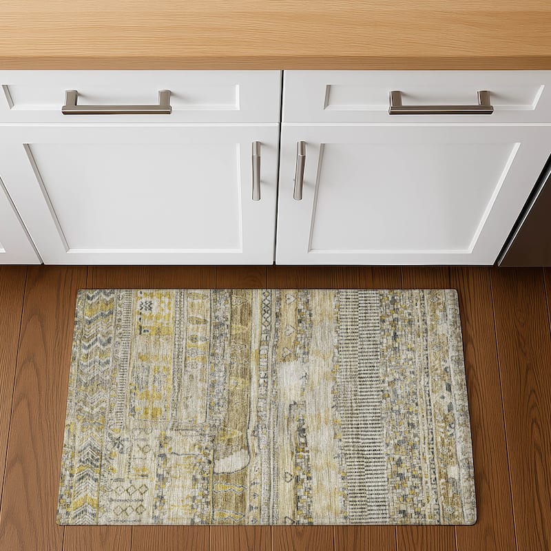 Premium Washable Super Soft Modern Global Mayfield Rug - 1'8" x 2'6" - Brown