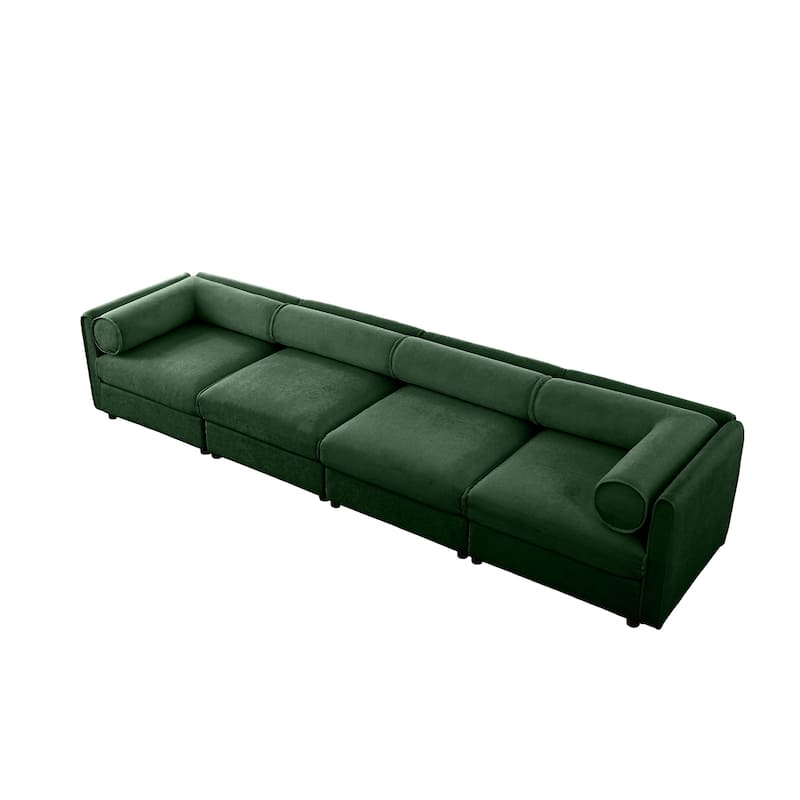 Modern 4 Deep Seat Modular Sofa with Storage, Cylindrical Backrest & Armrests