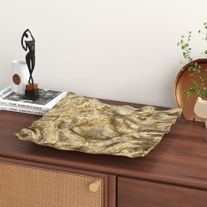 Amaya Decorative Metal Tray - Large Gold