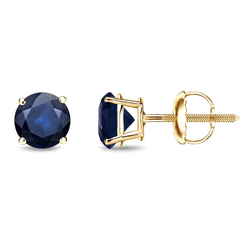 Auriya 14k Gold Round Sapphire Stud Earrings 3/4ctw - Yellow