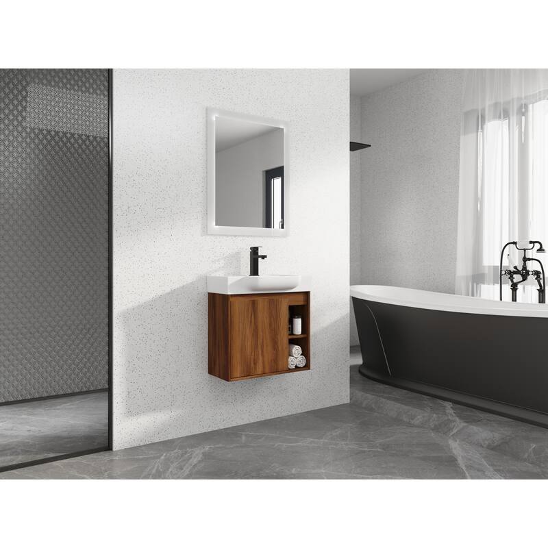 24'' Wall-Mounted Bathroom Vanity with Ceramic Sink