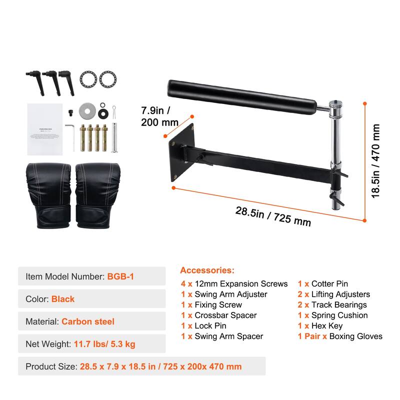 Wall Mount Boxing Spinning Bar, Adjustable Punching Spinning Bar, Boxing Speed Trainer with Gloves, Boxing Training Equipment