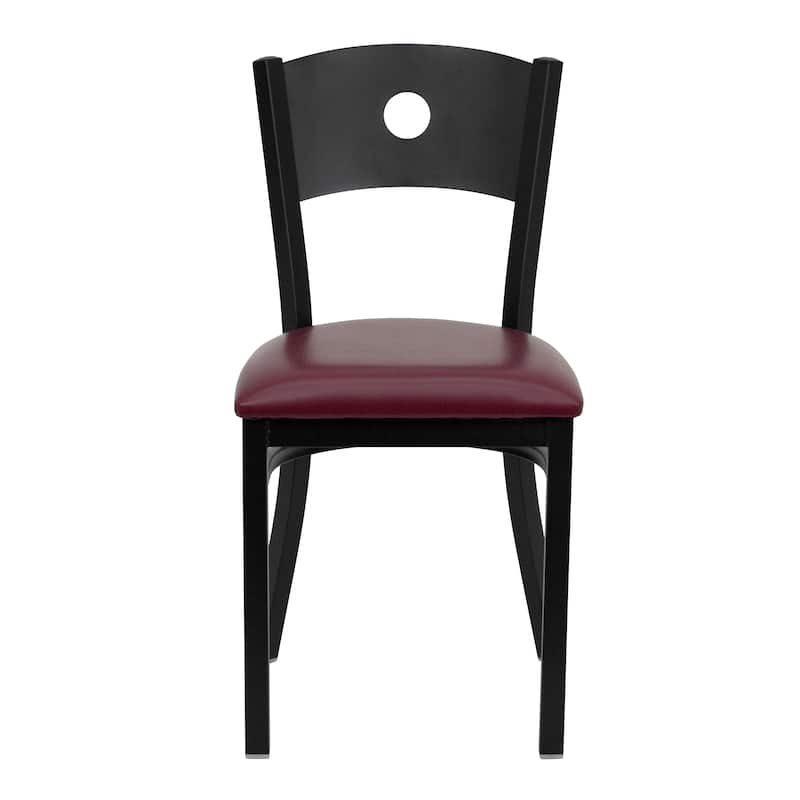 Black Circle Back Metal Restaurant Chair - 17.25"W x 20.25"D x 32.5"H