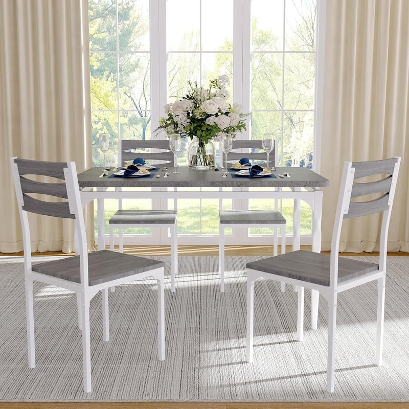 Dining Table Set for 4 with Spiral Table Legs for Small Spaces Kitchen Apartment