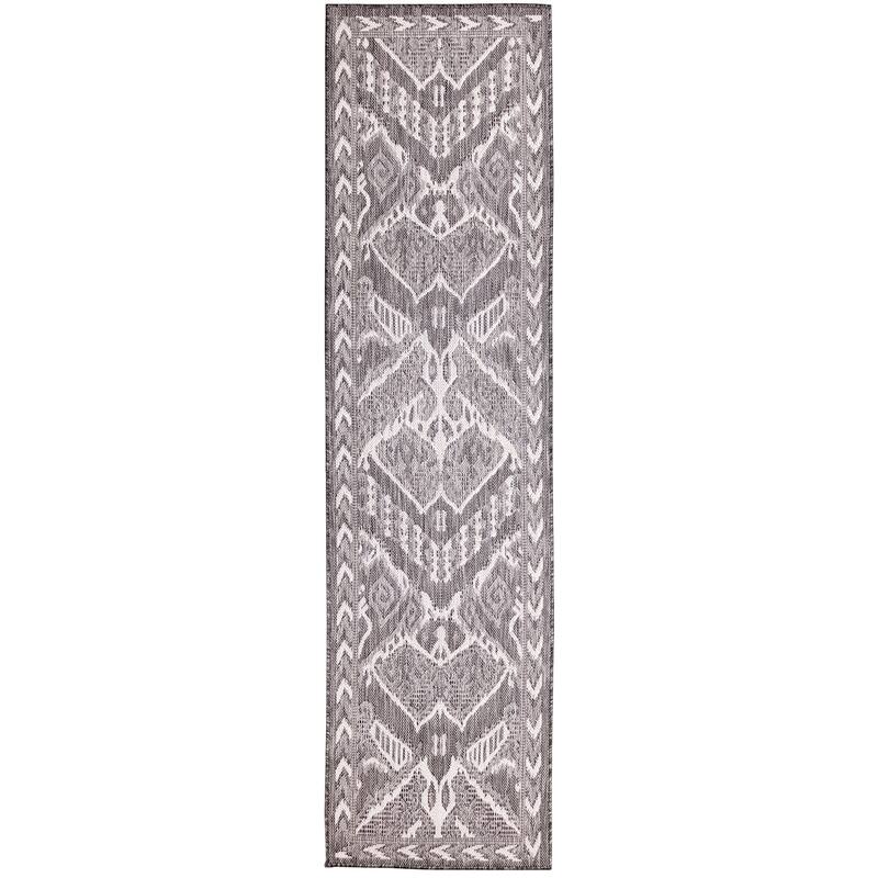 Liora Manne Malibu Ikat Indoor/Outdoor Rug - 1'11" x 7'6" - Charcoal